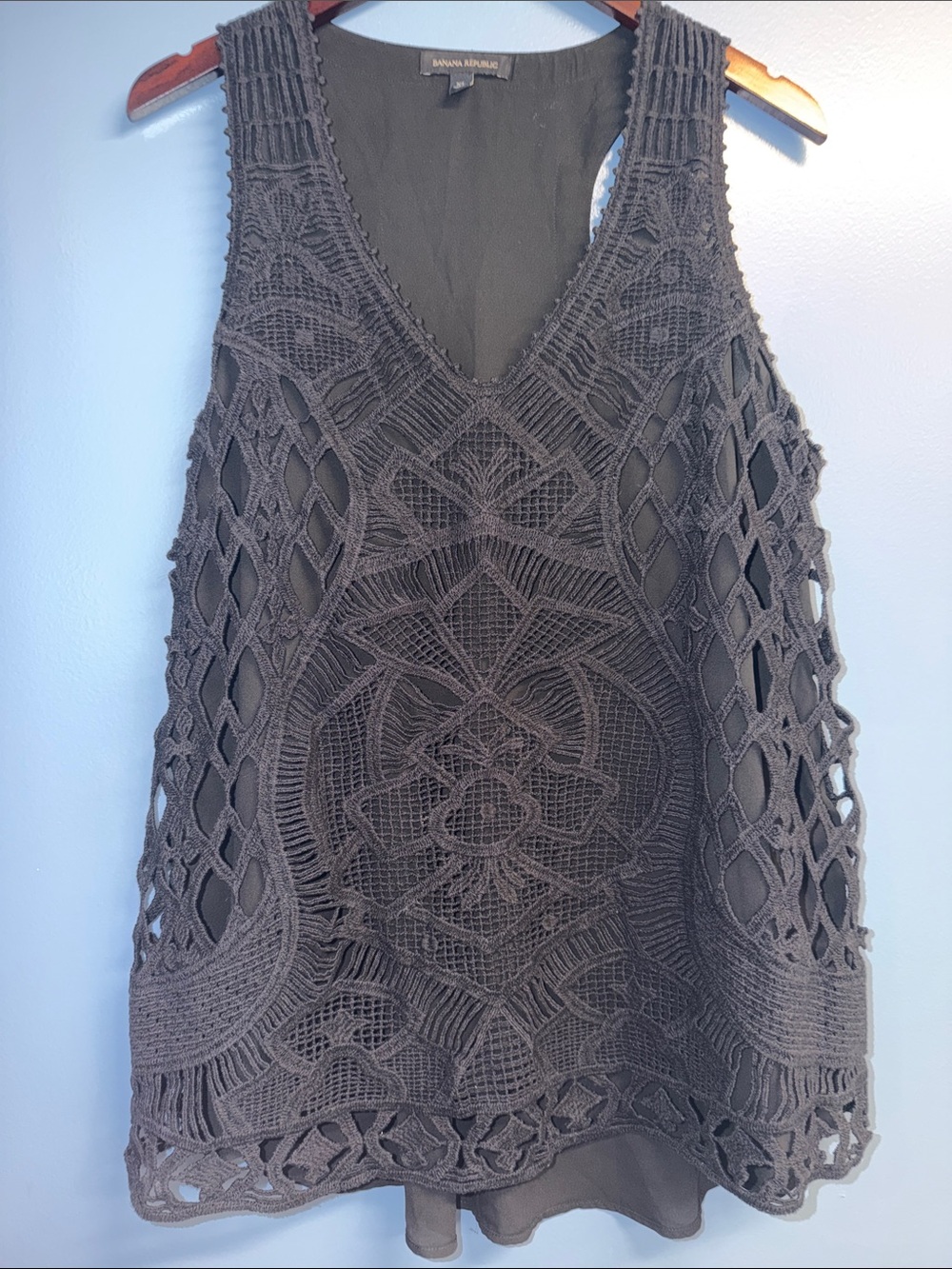 Banana Republic black Crochet Lace Tank
